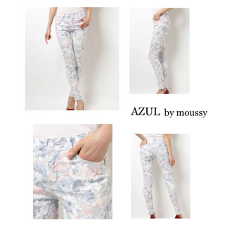 アズールバイマウジー(AZUL by moussy)のAZUL by moussy 新品タグ付 クラシカル花柄スキニーパンツ XS(スキニーパンツ)