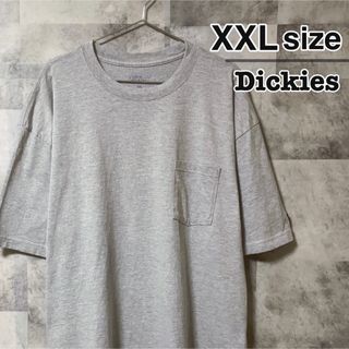 ディッキーズ(Dickies)のDickies　Tシャツ　グレー　ワンポイント　ロゴ　無地　胸ポケット　古着(Tシャツ/カットソー(半袖/袖なし))