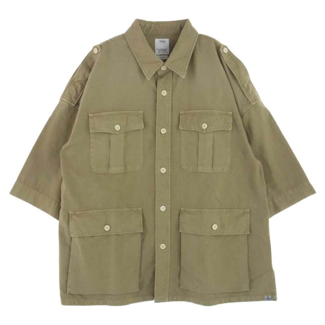 VISVIM ビズビム 半袖シャツ 23SS 0123105011009 MARSWELL SHIRT S/S DMGD マーシャル 半袖 シャツ カーキ系 5【極上美品】約67cm着丈