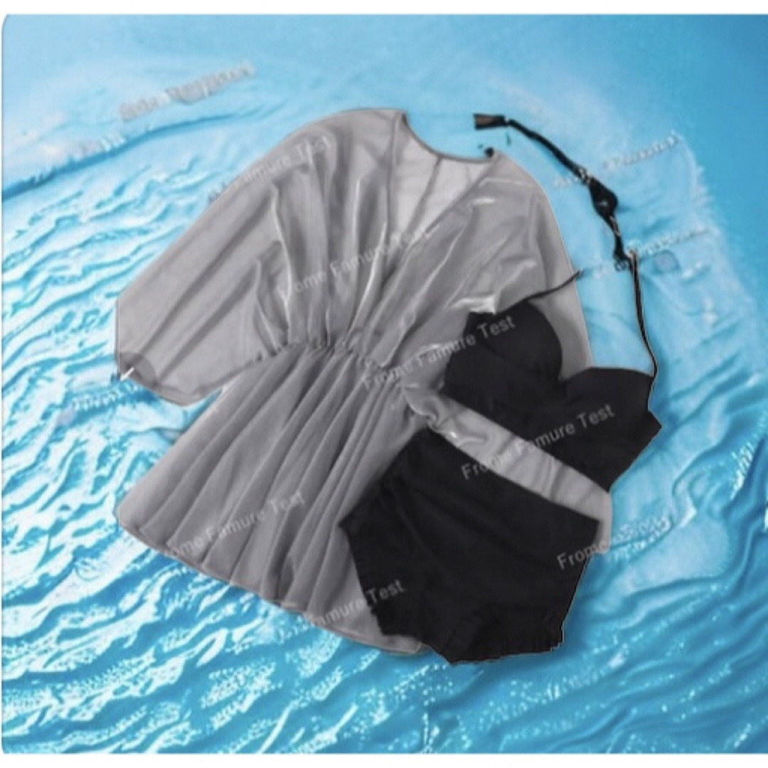 水着レディース 3点セット ビキニ 体型カバー着痩せ セクシー　可愛い　ブラック レディースの水着/浴衣(水着)の商品写真