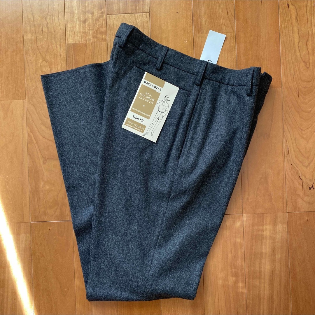 アナトミカ トリムフィットパンツ ウールフランネル 34 チャコール