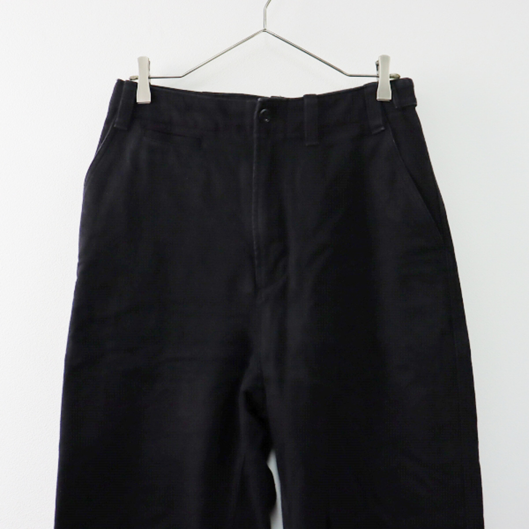 2023SS MHL. エムエイチエル マーガレットハウエル WORN LINEN COTTON DRILL トラウザーズパンツ  3/ブラック【2400013400640】