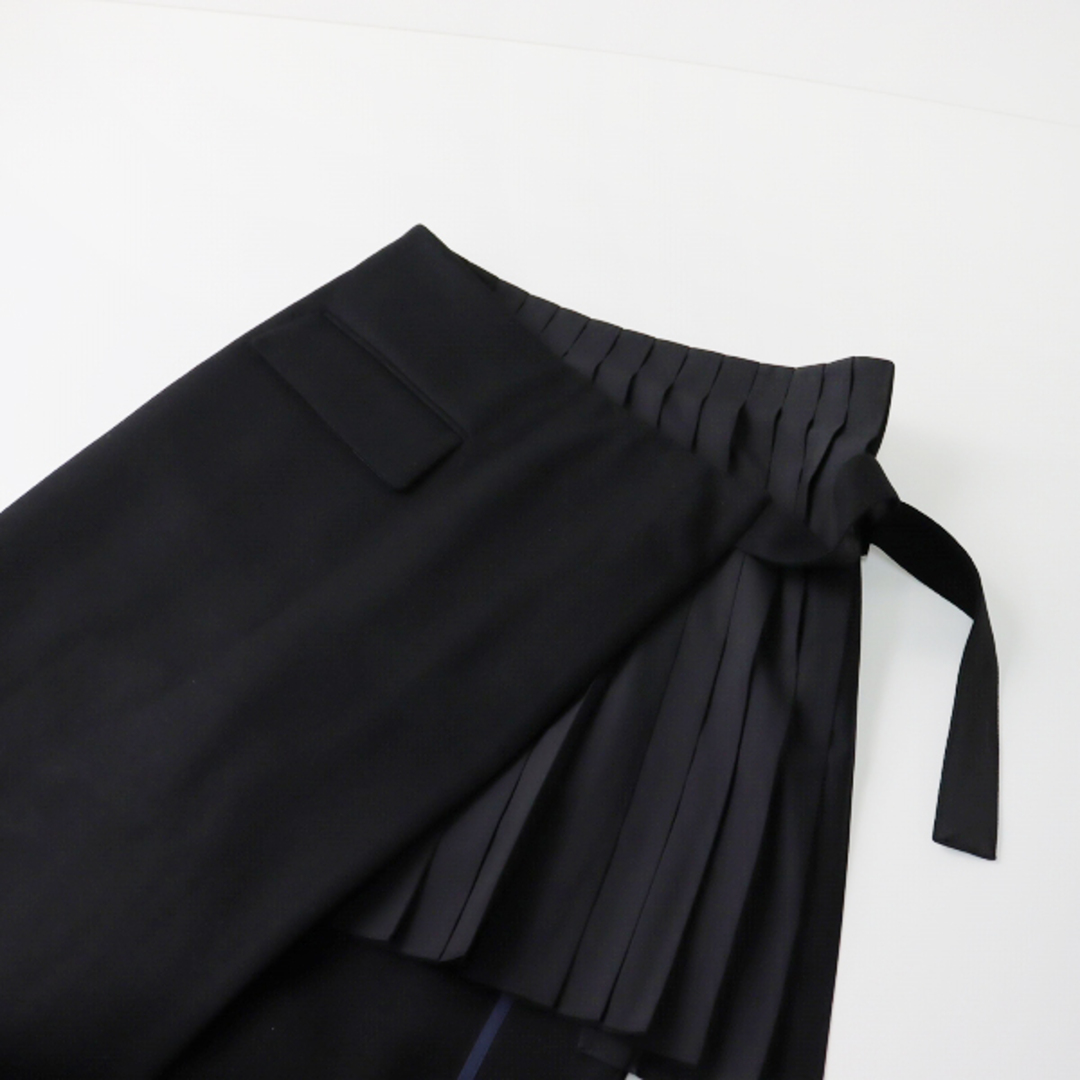 美品 2022AW Sacai サカイ Wool Melton Skirt ウールメルトンスカート 2/ブラック 黒 プリーツ付き 巻き  ラップ【2400013401661】 | フリマアプリ ラクマ