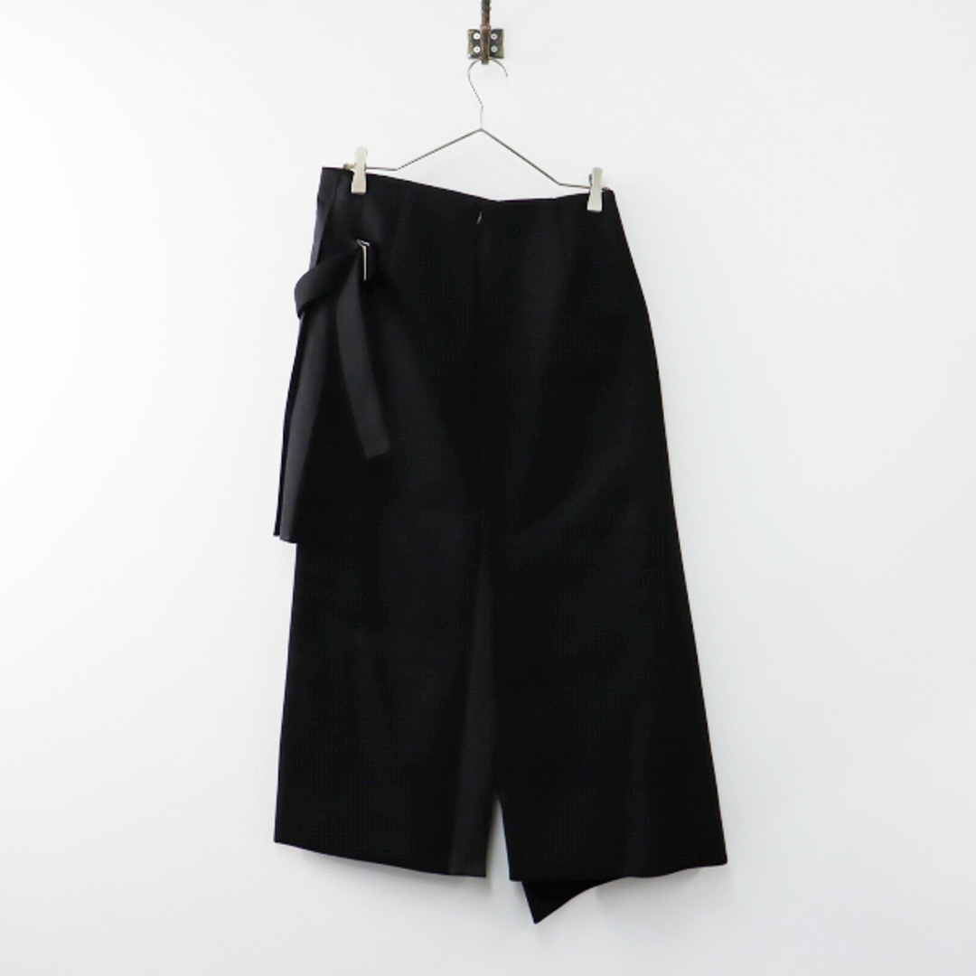 美品 2022AW Sacai サカイ Wool Melton Skirt  ウールメルトンスカート 2/ブラック 黒 プリーツ付き 巻き ラップ【2400013401661】 2