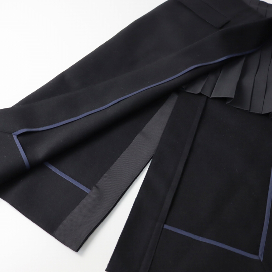 美品 2022AW Sacai サカイ Wool Melton Skirt  ウールメルトンスカート 2/ブラック 黒 プリーツ付き 巻き ラップ【2400013401661】 5