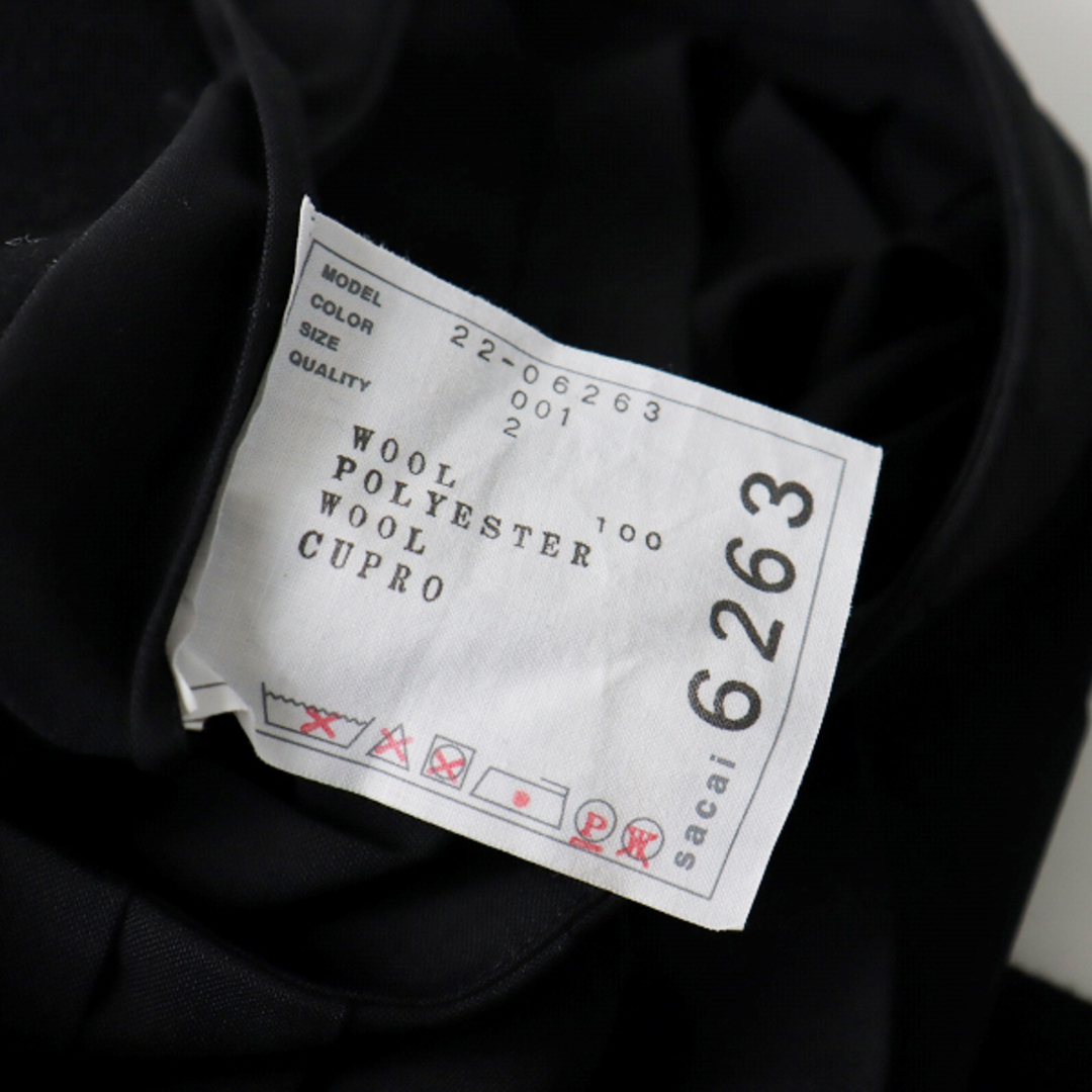 美品 2022AW Sacai サカイ Wool Melton Skirt  ウールメルトンスカート 2/ブラック 黒 プリーツ付き 巻き ラップ【2400013401661】 8