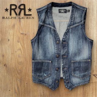 RRL オイルドデニム ベスト 中綿 リブネック S ネイビー ■U90