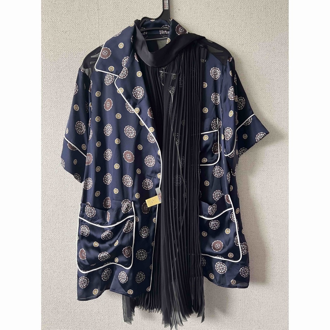 お値下げ［sacai] Komon Print Shirt ネイビー