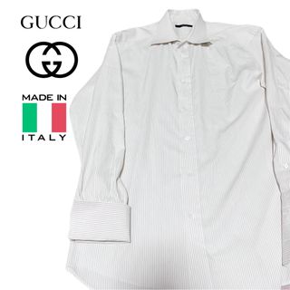 グッチ(Gucci)の希少★GUCCI グッチ イタリア製 ストライプ柄 デザインナーズ長袖シャツ(シャツ)