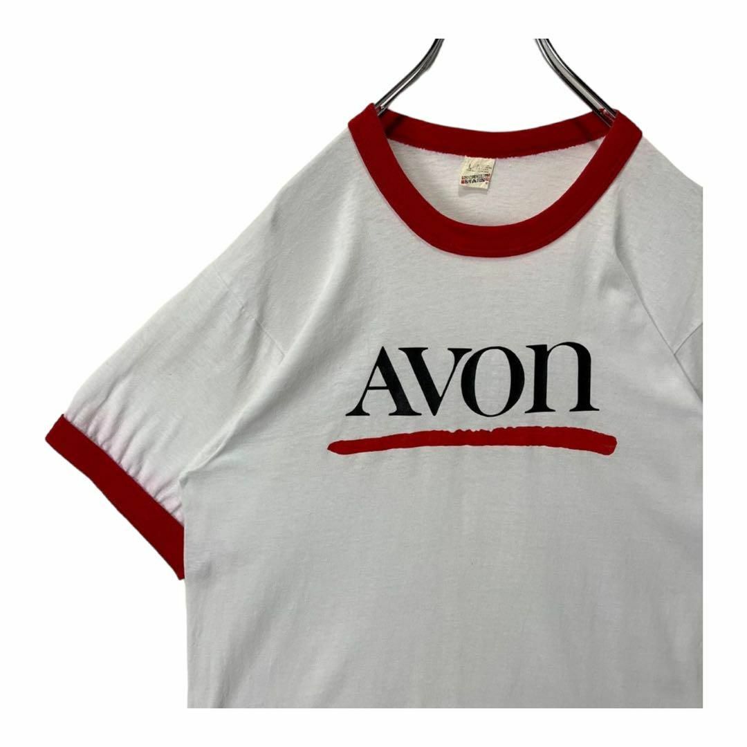 AVON リンガーTシャツ　トリムT ビンテージ　Lサイズ ホワイト　USA製Tシャツ/カットソー(半袖/袖なし)