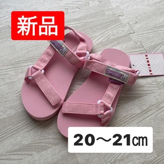 スイマー(SWIMMER)の【新品未使用】SWIMMER ピンク スポーツサンダル 20~21cm ドット(サンダル)