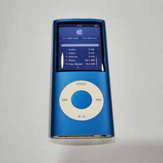 アイポッド(iPod)のiPod nano 第4世代 16GB ブルー シリコンケース付き(ポータブルプレーヤー)