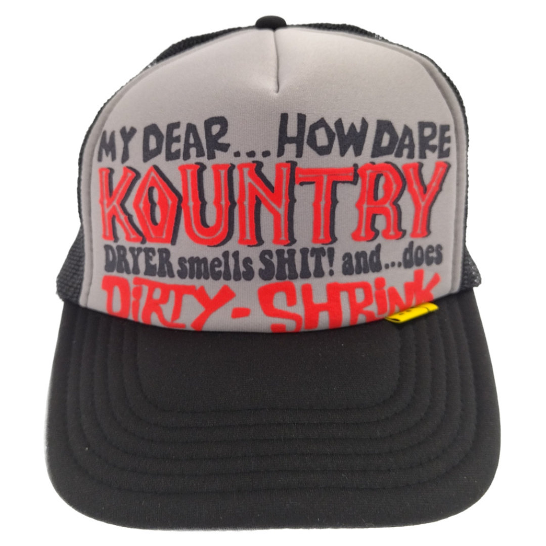 KAPITAL キャピタル KOUNTRY DIRTY SHRINK KR2304XH30 ロゴプリントトラッカーキャップ メッシュキャップ 帽子 ブラック