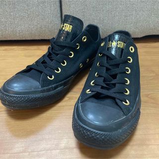 オールスター(ALL STAR（CONVERSE）)の美品　コンバース　オールスター　型押し　クロコダイル　黒　GOLDEYELET(スニーカー)