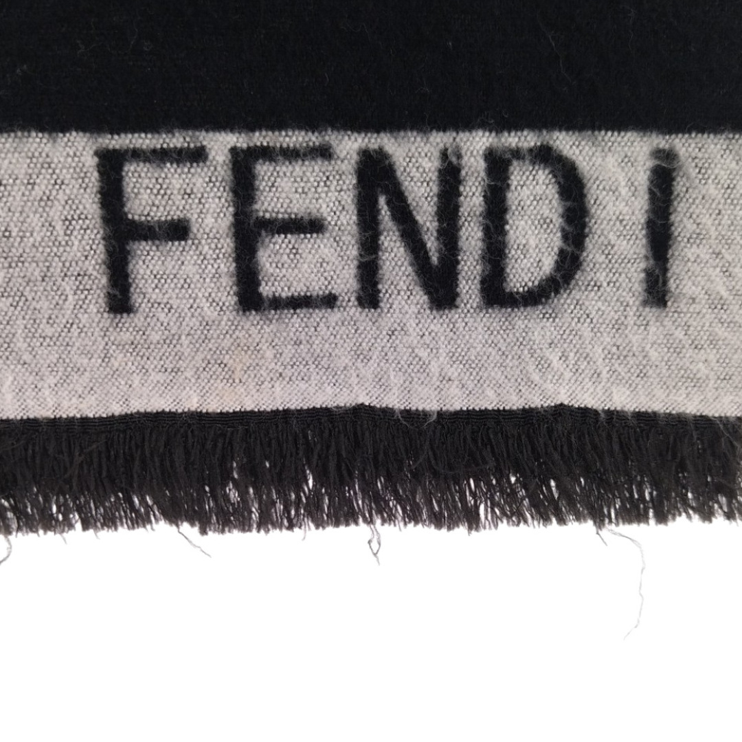 FENDI フェンディ 大判スカーフ ブラック/グレー ウール ストール