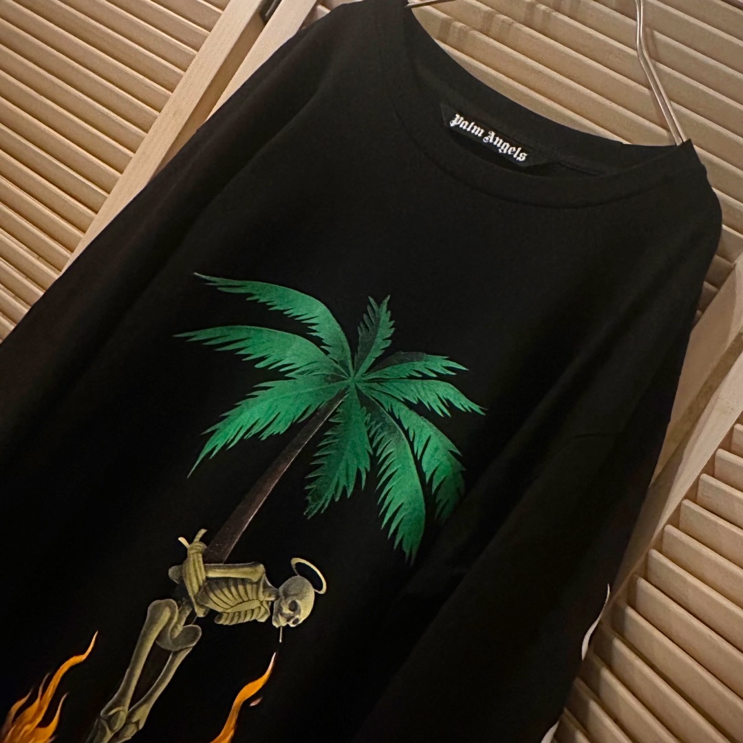 PALM ANGELS - tiji jojo着用 palm angels ロンT ファイアー PALM ANGELS - tiji jojo着用 palm angels ロンT ファイアー