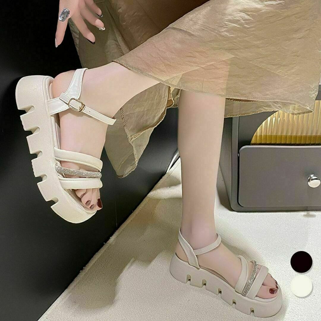 厚底サンダル/2色/24.5cm/厚底サンダル レディース 美脚シューズ