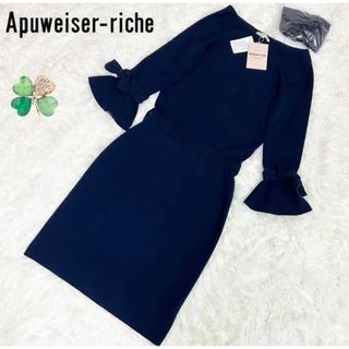 アプワイザーリッシェ(Apuweiser-riche)の新品タグ付✨Apuweiser-riche ニットワンピース ワンピース M 紺(ひざ丈ワンピース)