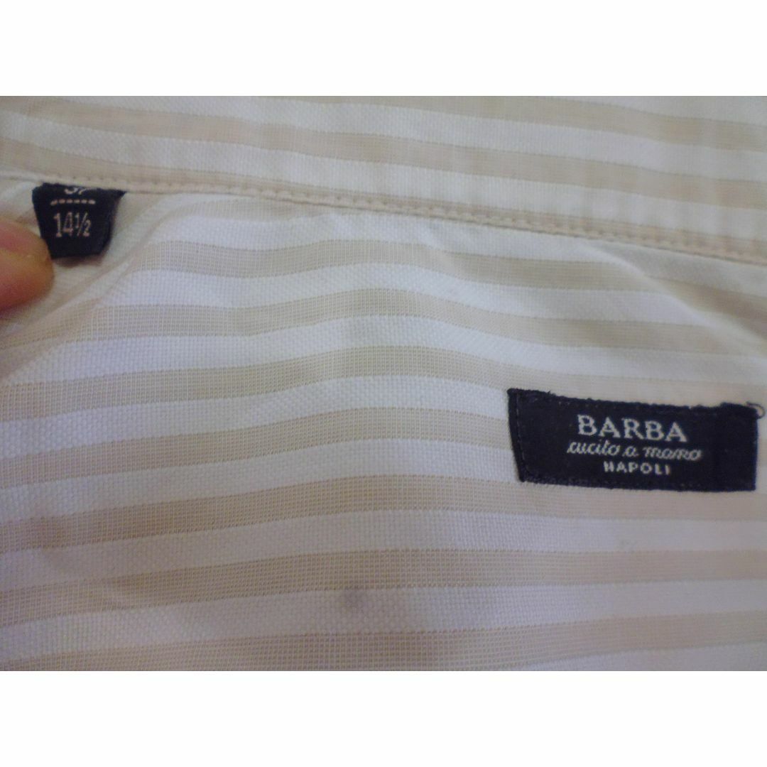 BARBA(バルバ)の使用数回　最高級シャツ　バルバ　ベージュストライプ　S　ナポリシャツ メンズのトップス(シャツ)の商品写真
