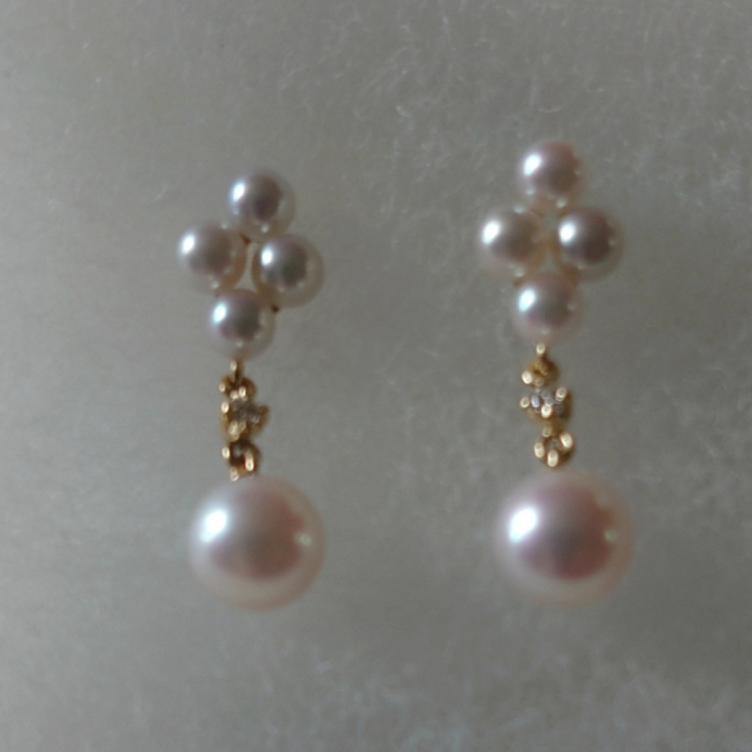 ミキモト 御木本 MIKIMOTO K18WG アコヤ真珠 ミレダイヤピアス-
