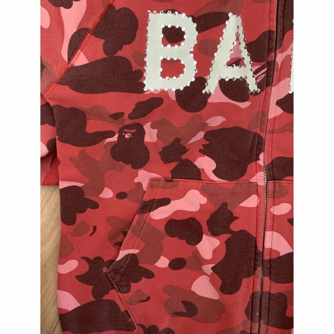 A BATHING APE(アベイシングエイプ)の★激レア★ APE BAPEロゴ ラインストーン パーカー M スワロフスキー メンズのトップス(パーカー)の商品写真