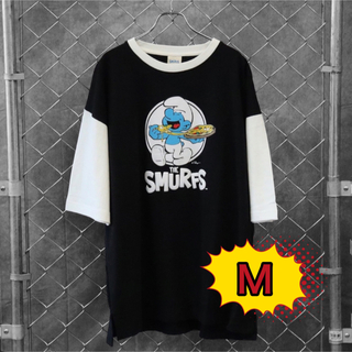 Smurf スマーフ プリント　オーバーサイズ　半袖Tシャツ　M(Tシャツ/カットソー(半袖/袖なし))