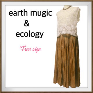アースミュージックアンドエコロジー(earth music & ecology)のearth music & ecology 金糸混　ロング　プリーツ　スカート(ロングスカート)