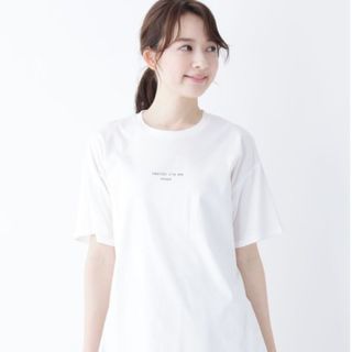 オペークドットクリップ(OPAQUE.CLIP)の新品タグつき　オペークドットクリップ　オーガニックコットン　ロゴTシャツ　白S(シャツ/ブラウス(半袖/袖なし))