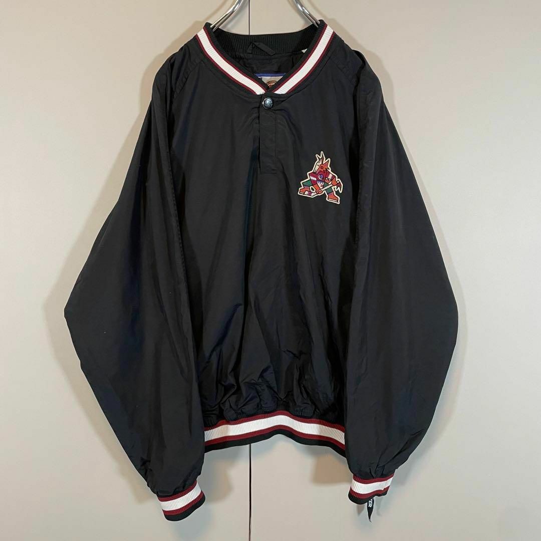 STARTER ✖︎ NHL】ナイロンジャケット古着ビッグ刺繍ロゴ90s黒長袖の