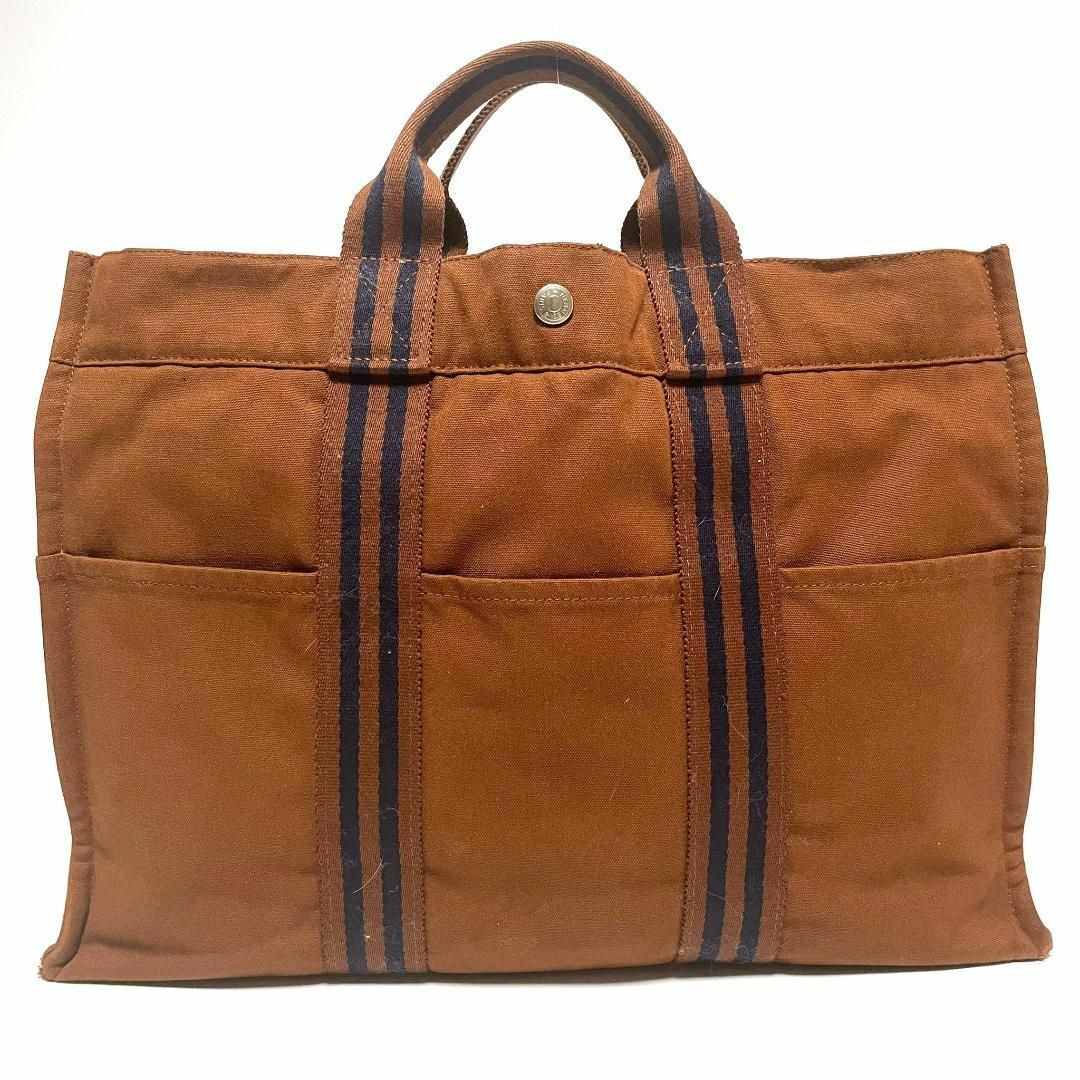 エルメス フールトゥ MM ブラウン ライン キャンパス Hermès