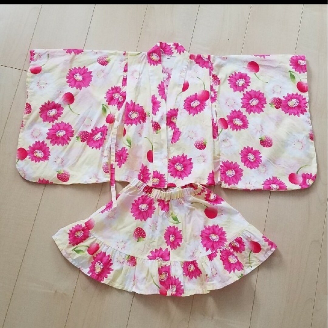 花柄☆甚平　100cm キッズ/ベビー/マタニティのキッズ服女の子用(90cm~)(甚平/浴衣)の商品写真