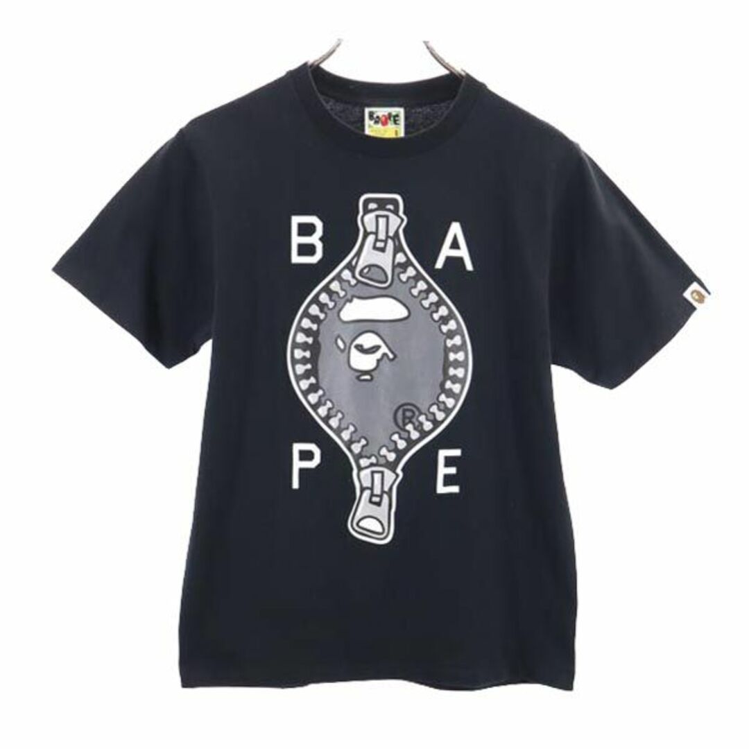 ベイプ プリント 半袖 Tシャツ S 黒 BAPE アベイシングエイプ  A BATHING APE ロゴ メンズ   【230702】 メール便可