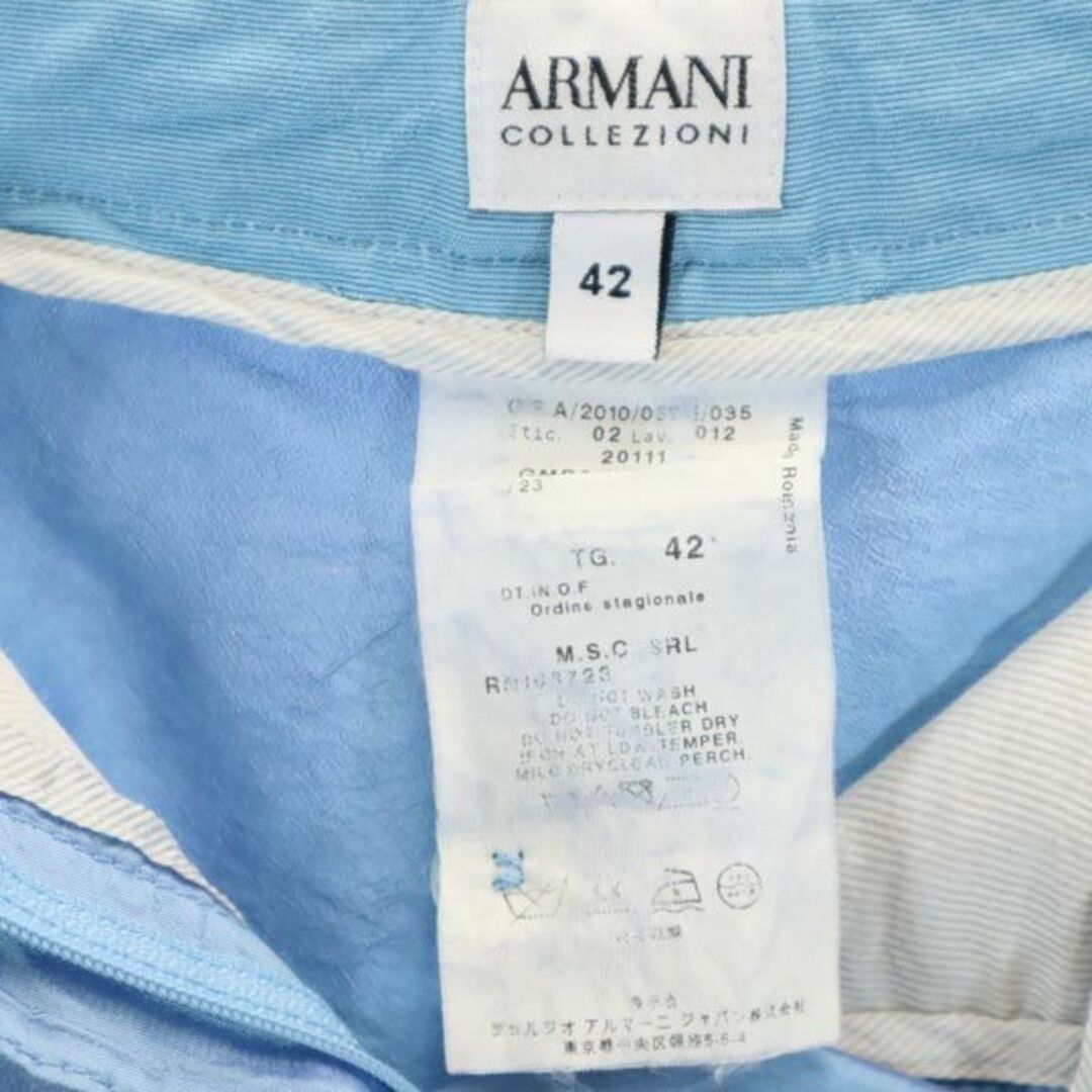 アルマーニ シルク100％ 7分丈 パンツ 42 水色 ARMANI レディース   【230702】 8