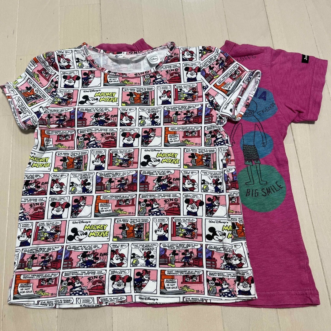JUNK STORE(ジャンクストアー)のTシャツ　２枚セット　ジャンクストア　H&M ピンク　ディズニー　120 キッズ/ベビー/マタニティのキッズ服女の子用(90cm~)(Tシャツ/カットソー)の商品写真
