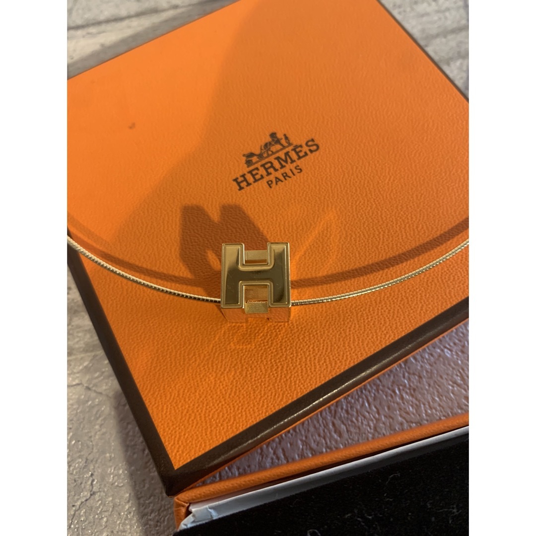 エルメス　キューブ　ネックレス　HERMES　ゴールド×オレンジ