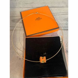 【1/5までセール】HERMES エルメスネックレス  ワイヤーキューブオレンジ