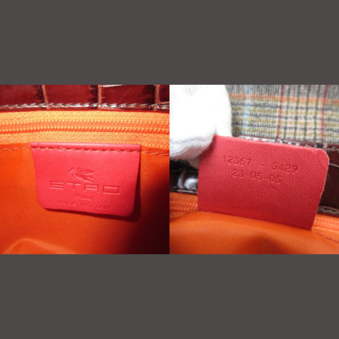 ETRO(エトロ)のエトロ フラワーモチーフ ハンドバッグ ショルダー チェック ロゴ 型押MIK レディースのバッグ(ハンドバッグ)の商品写真
