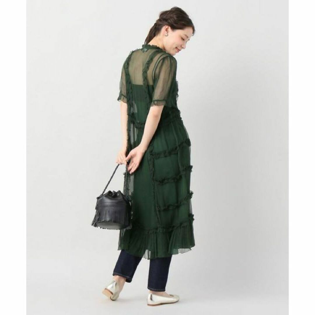 IENA - 美品 LEE MATHEWS SILK GEORGETTE ワンピース グリーンの通販