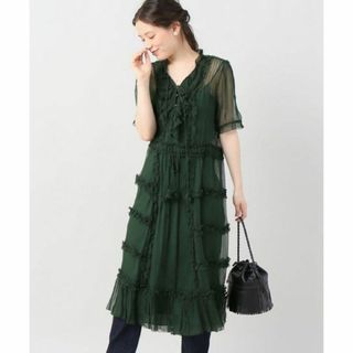 イエナ(IENA)の美品 LEE MATHEWS SILK GEORGETTE ワンピース グリーン(ロングワンピース/マキシワンピース)