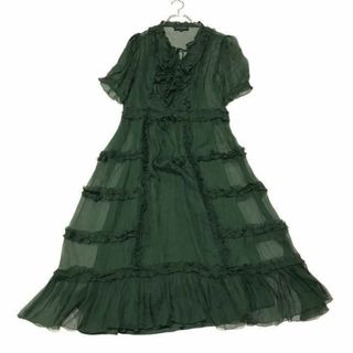 IENA - 美品 LEE MATHEWS SILK GEORGETTE ワンピース グリーンの通販