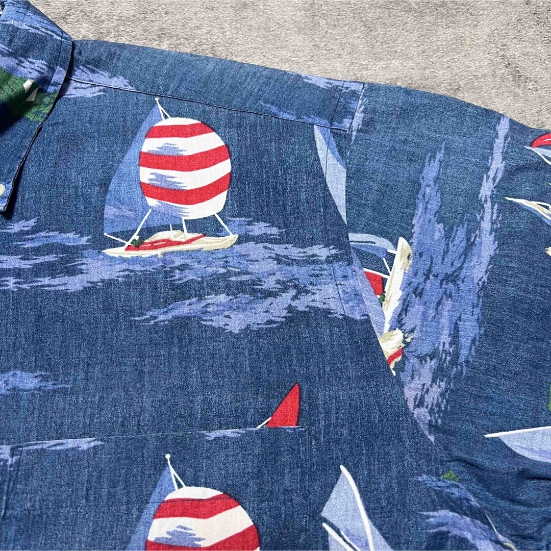 NAUTICA(ノーティカ)のノーティカ☆マカオ製セーリングヨット柄半袖マリン総柄シャツ 90s メンズのトップス(シャツ)の商品写真