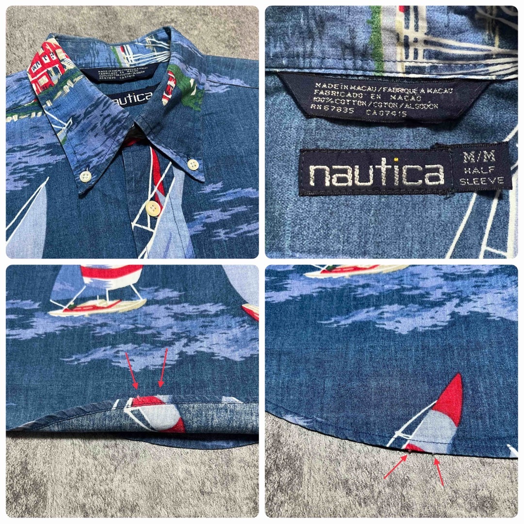 NAUTICA(ノーティカ)のノーティカ☆マカオ製セーリングヨット柄半袖マリン総柄シャツ 90s メンズのトップス(シャツ)の商品写真