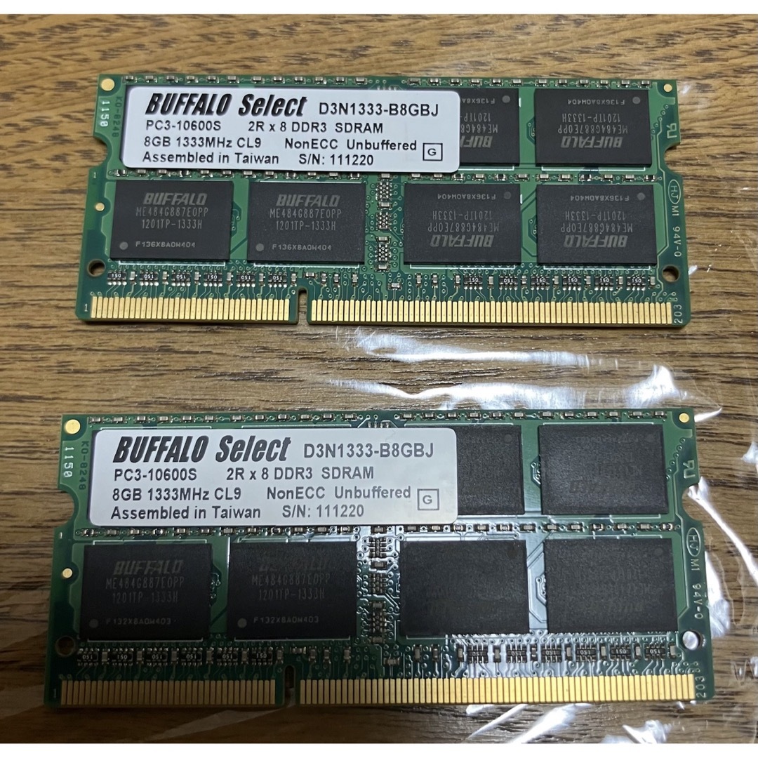 D3N1333-B8GBJ 8GBx2枚 DDR3 SDRAM 合計16GB
