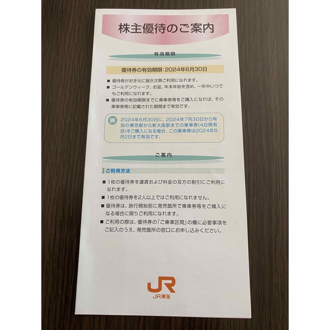 最新券　JR東海株主優待　5枚セット