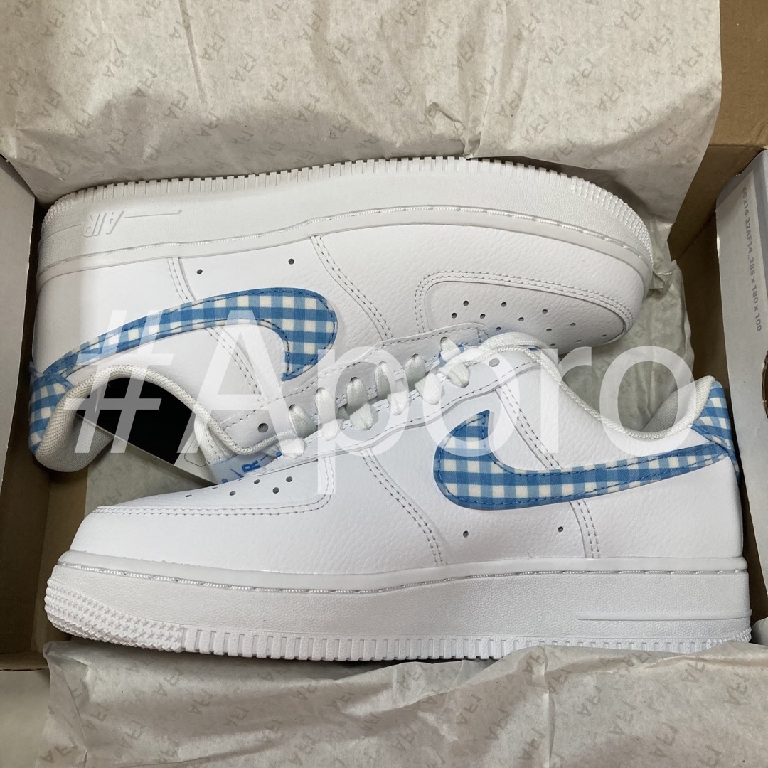 NIKE ナイキ AIR FORCE 1 ギンガムチェック ブルー 青 白 25