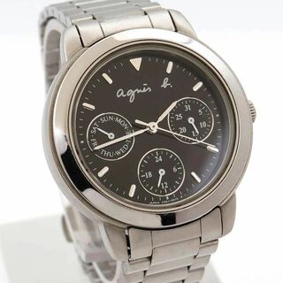 アニエスベー(agnes b.)の《美品》agnes b. 腕時計 ブラック 24H表示 デイデイト(腕時計(アナログ))