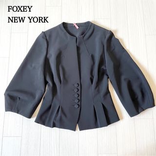 フォクシー(FOXEY) ネイビー ノーカラージャケット(レディース)の通販