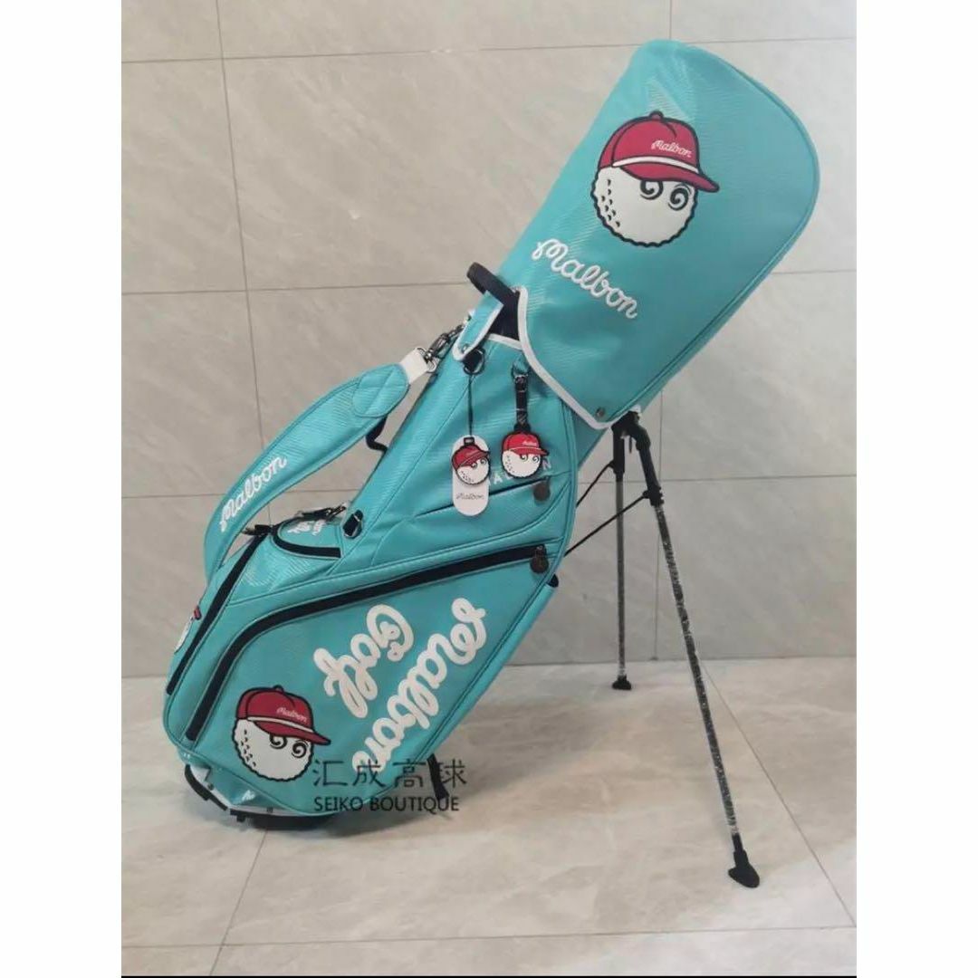 新品】Malbonマルボンゴルフ キャディバッグ ☆ブルー×赤 男女兼用の