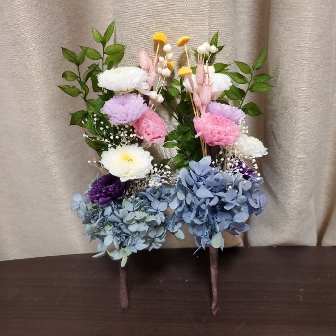 特選仏花 お供え花 花器無し コンパクトサイズ 一対 プリザーブド ...