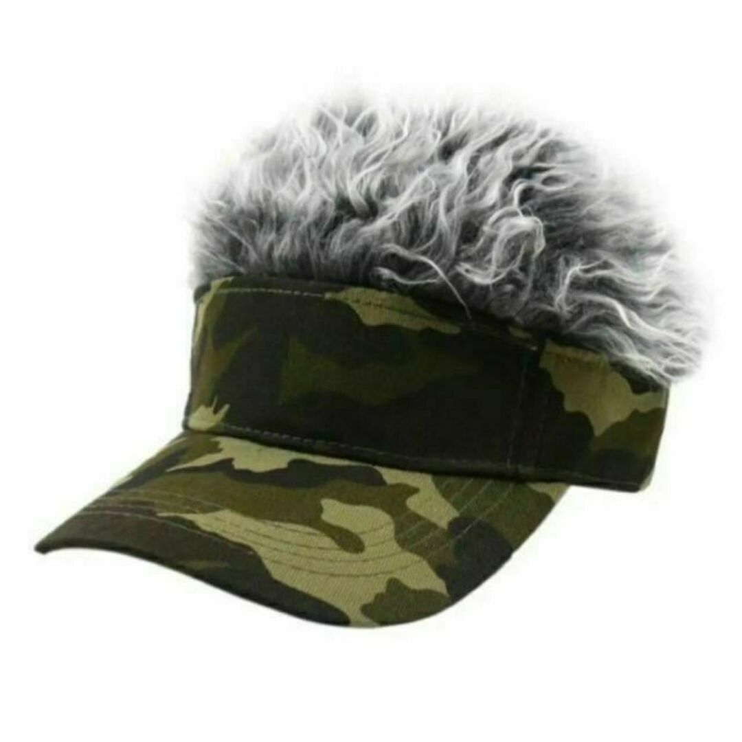サンバイザー キャップ 帽子 かつら 迷彩 カモフラ アウトドア メンズの帽子(ハット)の商品写真